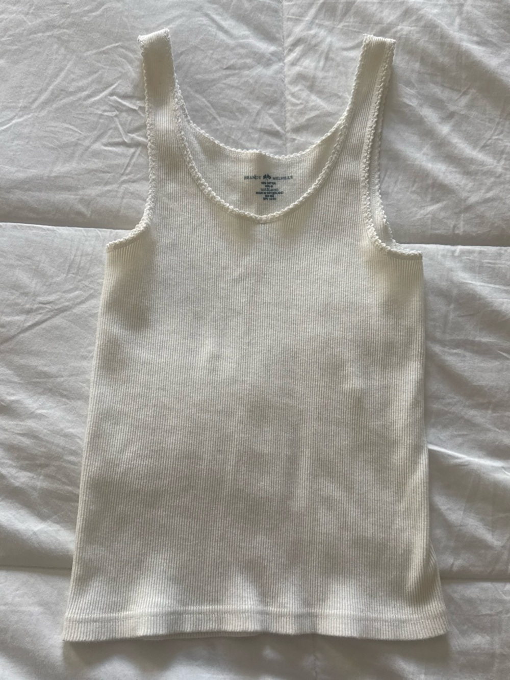 Brandy Melville White Ribbed Tank Top